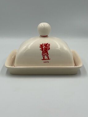 Vintage Molly Hatch “Santa” Christmas Butter Dish